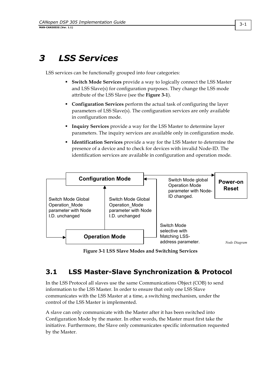 3 lss services, 1 lss master-slave synchronization & protocol | ElmoMC CANopen DSP 305 Implementation Guide User Manual | Page 8 / 20