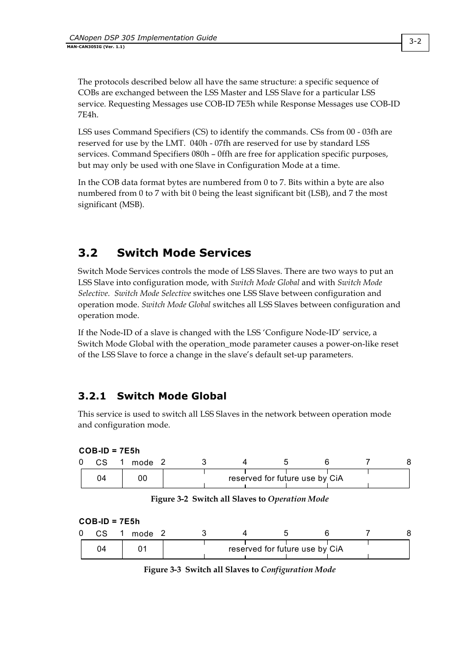 2 switch mode services, 1 switch mode global | ElmoMC CANopen DSP 305 Implementation Guide User Manual | Page 9 / 20