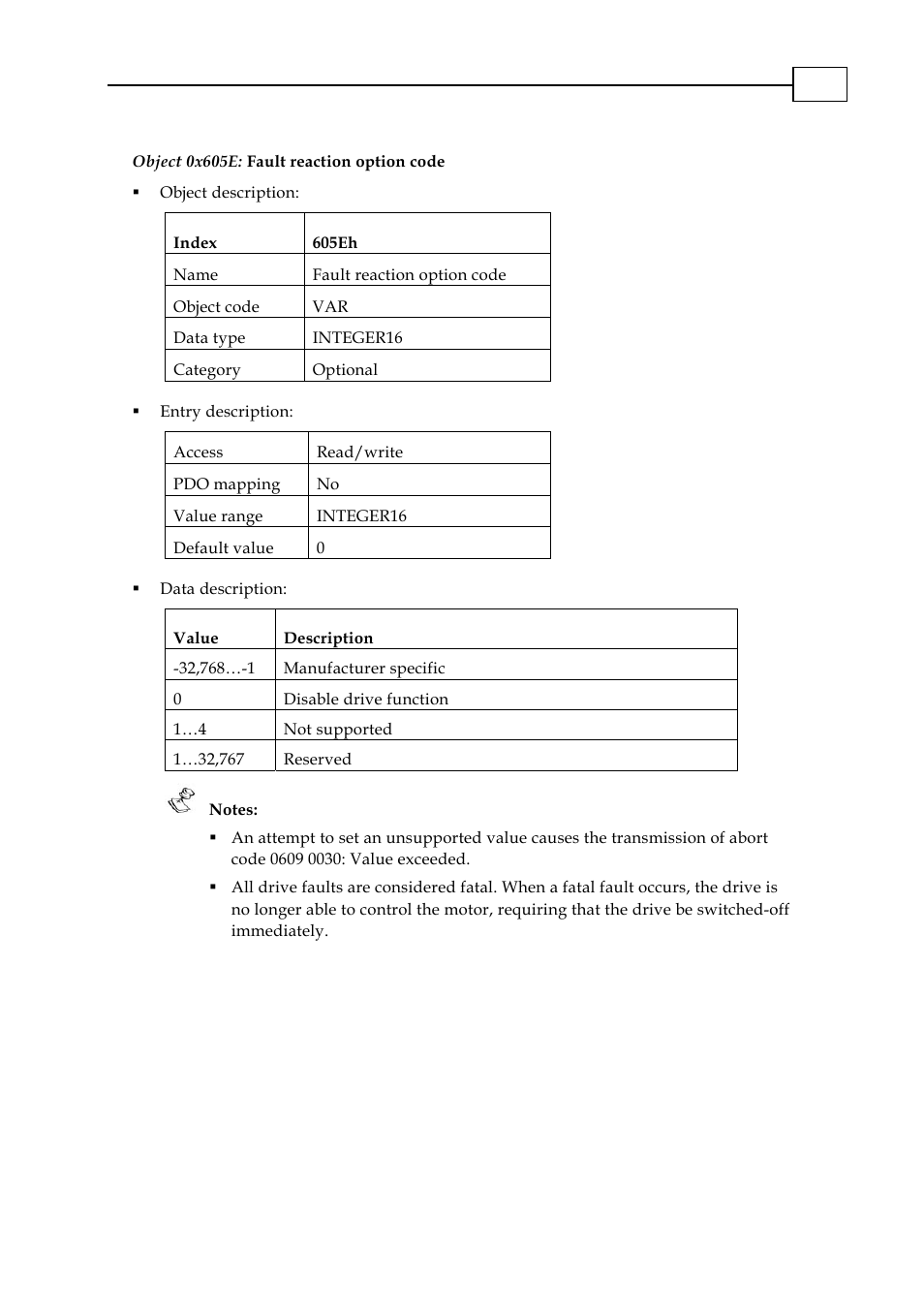 Object 0x605e: fault reaction option code | ElmoMC CANopen DSP 402 Implementation Guide User Manual | Page 41 / 116