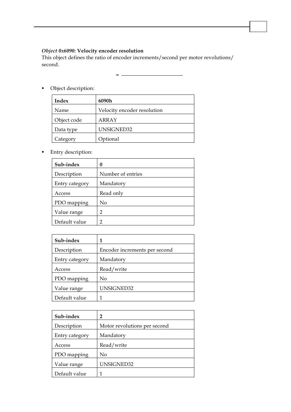 Object 0x6090: velocity encoder resolution | ElmoMC CANopen DSP 402 Implementation Guide User Manual | Page 51 / 116