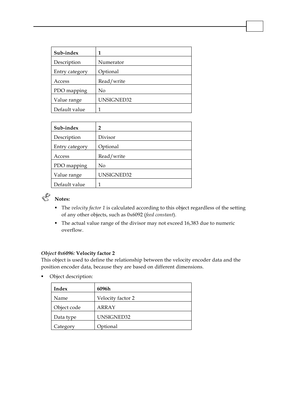 Object 0x6096: velocity factor 2 | ElmoMC CANopen DSP 402 Implementation Guide User Manual | Page 55 / 116