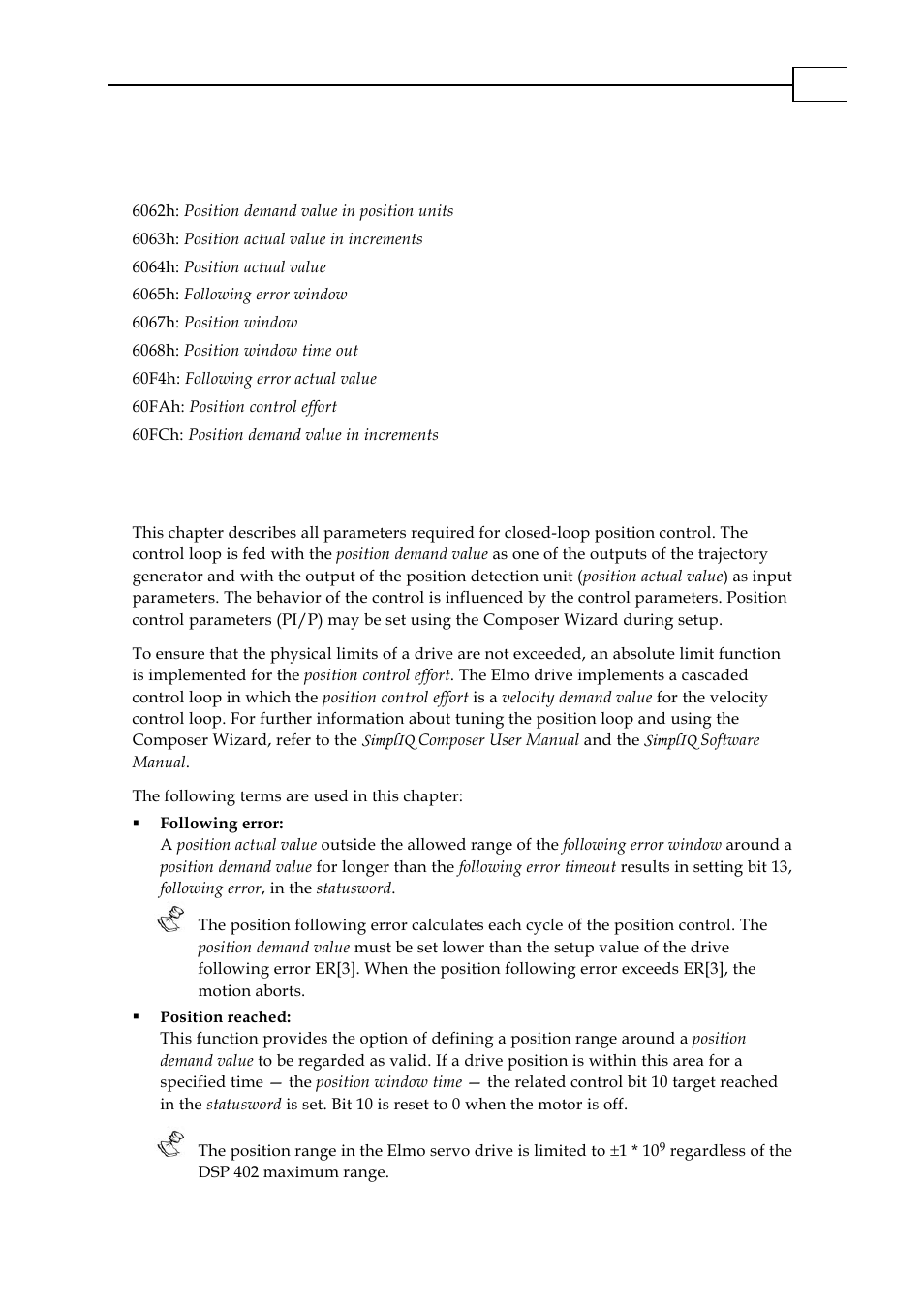 Position control function, General information, 1 general information | ElmoMC CANopen DSP 402 Implementation Guide User Manual | Page 70 / 116
