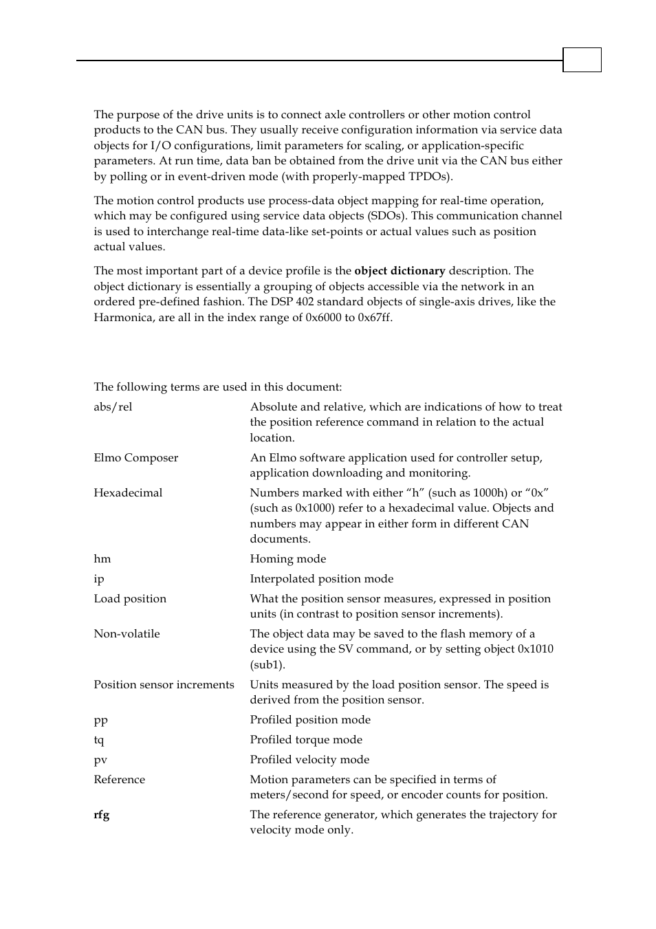 Abbreviations and terms, 2 abbreviations and terms | ElmoMC CANopen DSP 402 Implementation Guide User Manual | Page 8 / 116