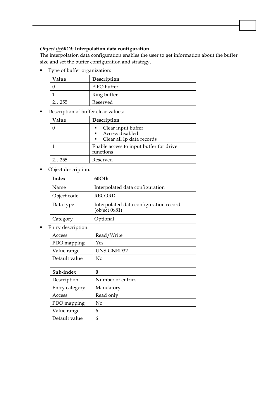Object 0x60c4: interpolation data configuration | ElmoMC CANopen DSP 402 Implementation Guide User Manual | Page 94 / 116
