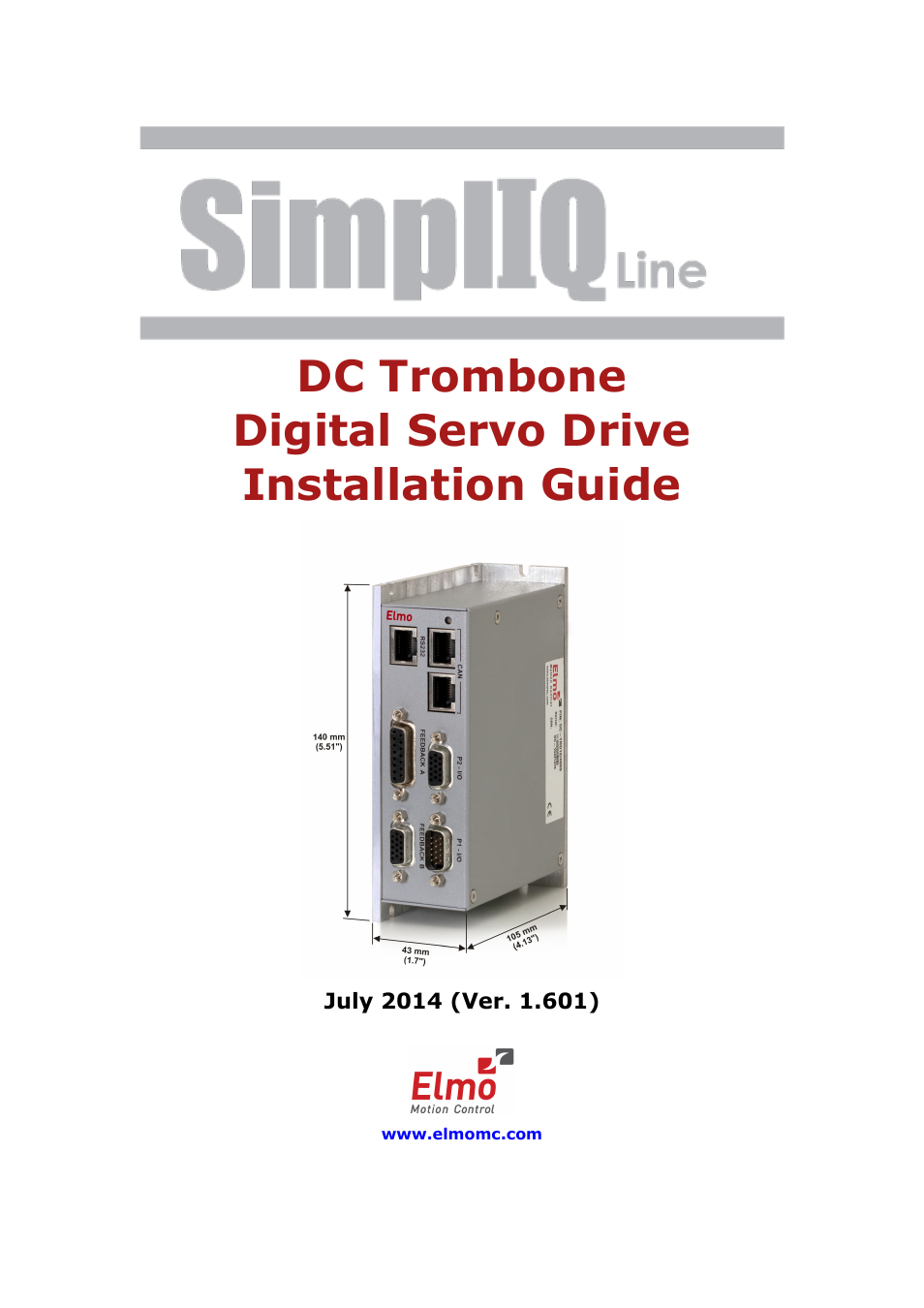 ElmoMC SimplIQ Digital Servo Drives-Trombone DC User Manual | 85 pages