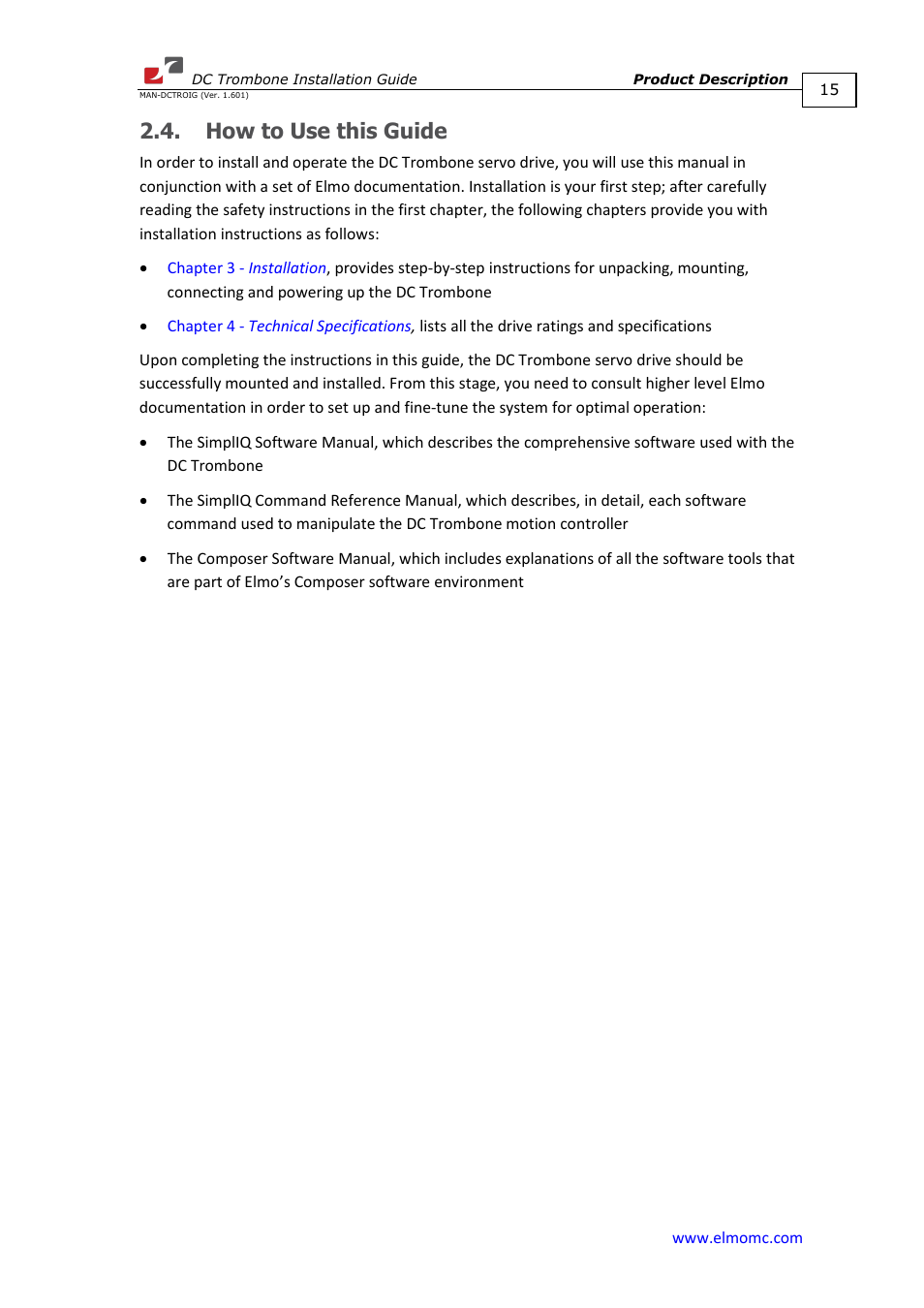 How to use this guide | ElmoMC SimplIQ Digital Servo Drives-Trombone DC User Manual | Page 15 / 85
