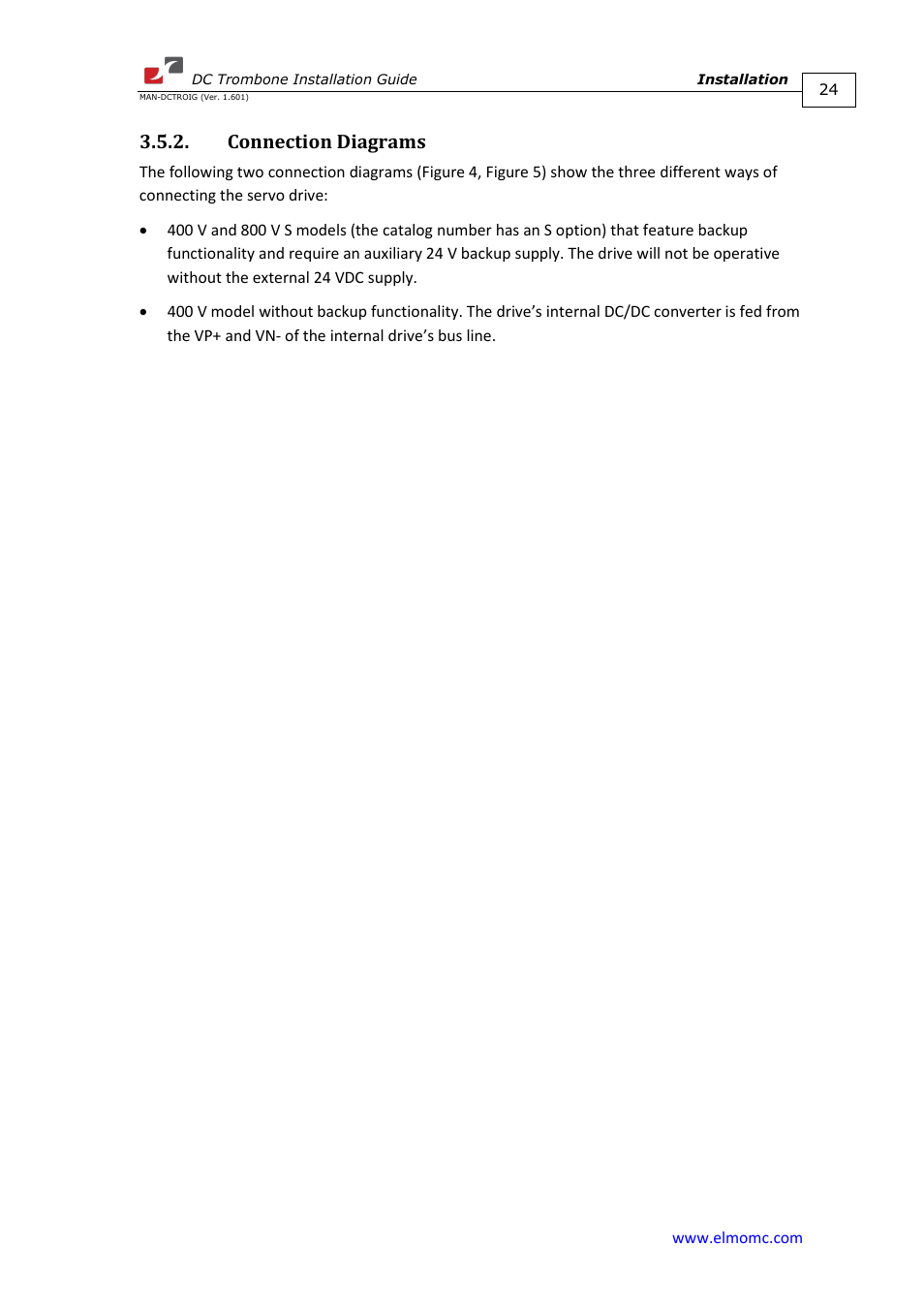 Connection diagrams | ElmoMC SimplIQ Digital Servo Drives-Trombone DC User Manual | Page 24 / 85