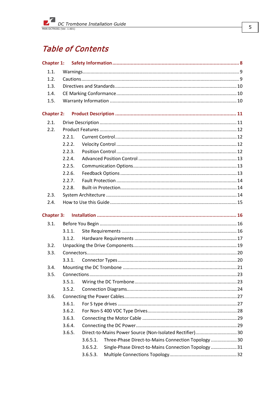 ElmoMC SimplIQ Digital Servo Drives-Trombone DC User Manual | Page 5 / 85
