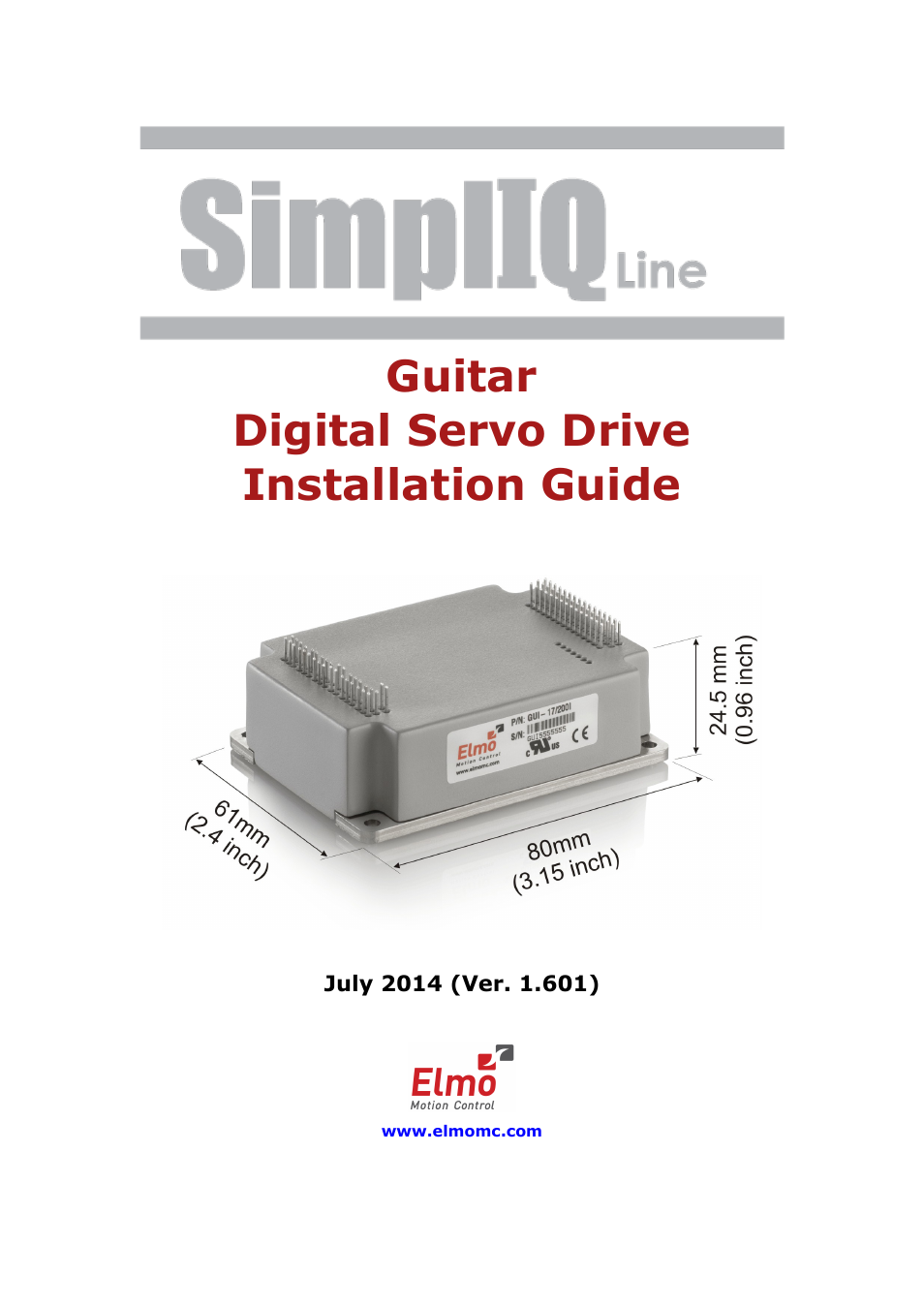ElmoMC SimplIQ Digital Servo Drives-Guitar Installation Guide User Manual | 76 pages