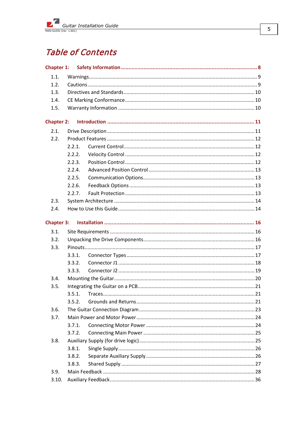 ElmoMC SimplIQ Digital Servo Drives-Guitar Installation Guide User Manual | Page 5 / 76