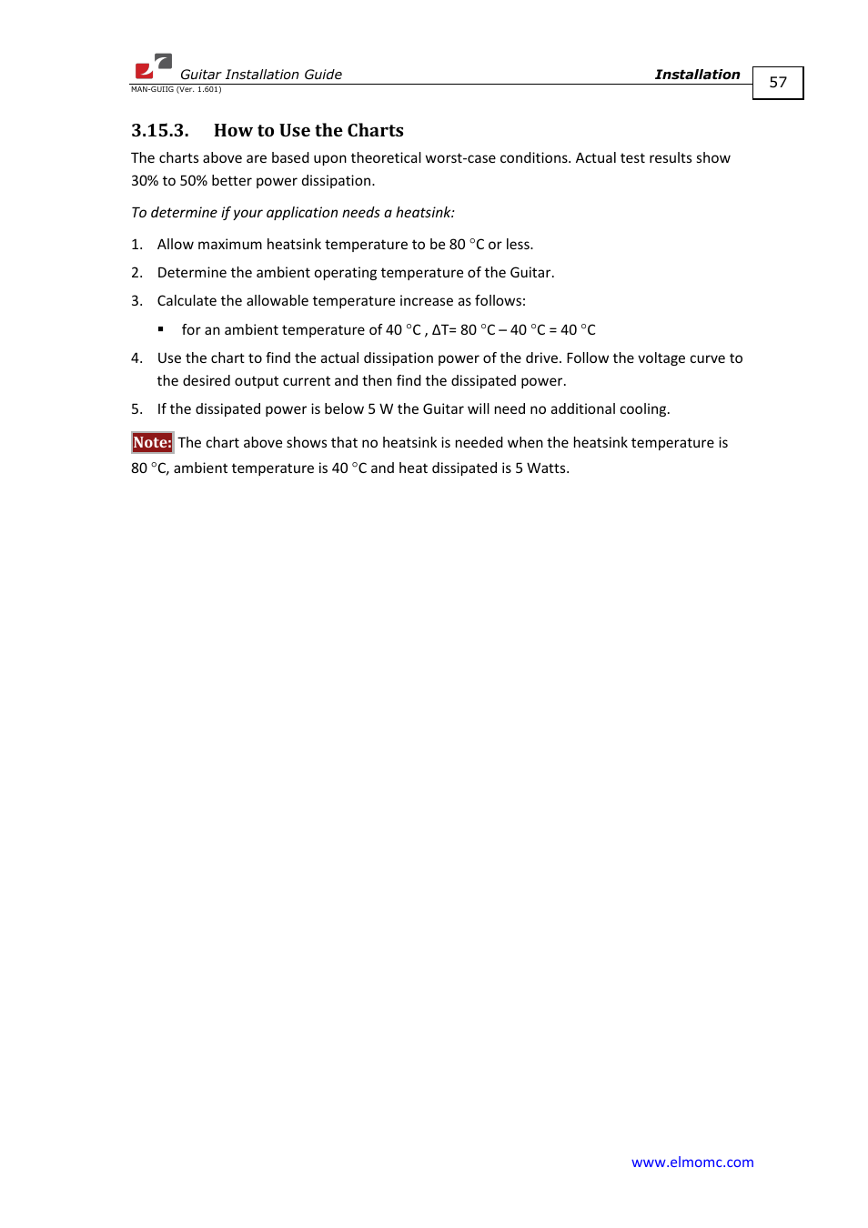 How to use the charts | ElmoMC SimplIQ Digital Servo Drives-Guitar Installation Guide User Manual | Page 57 / 76