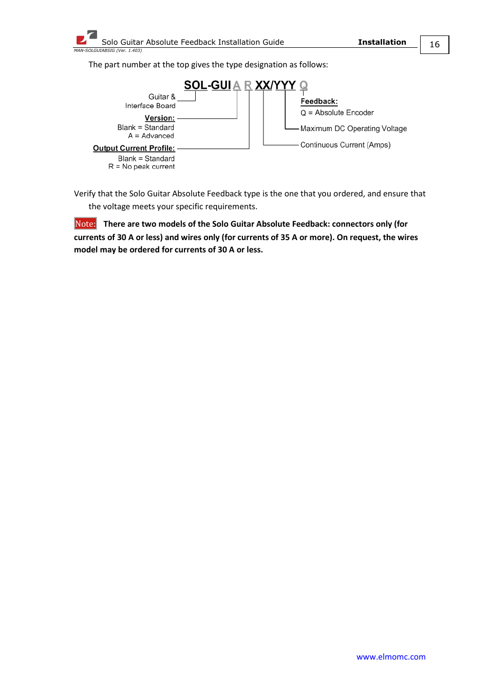 ElmoMC SimplIQ Digital Servo Drives-Solo Guitar ABS Installation Guide User Manual | Page 16 / 64