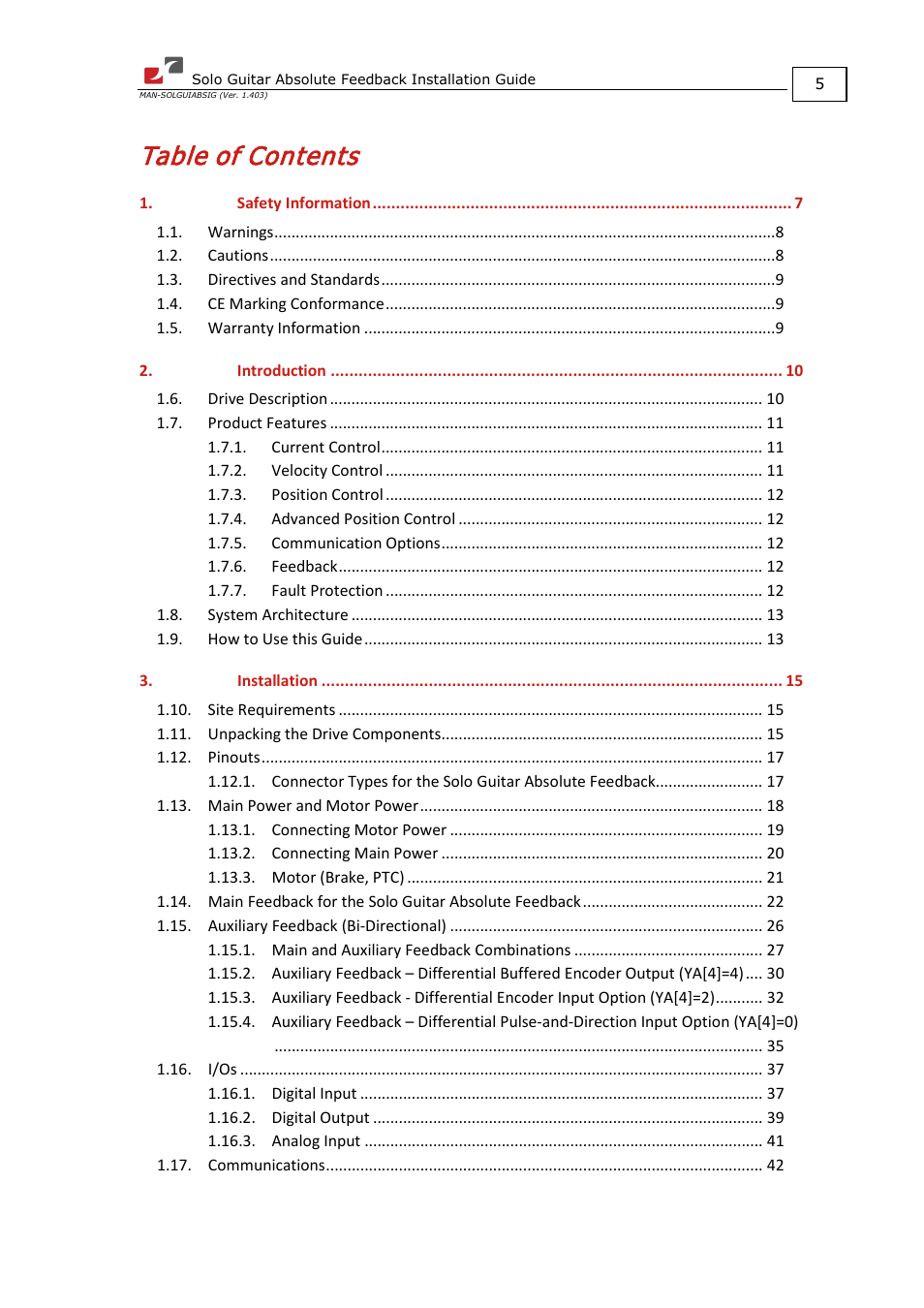 ElmoMC SimplIQ Digital Servo Drives-Solo Guitar ABS Installation Guide User Manual | Page 5 / 64