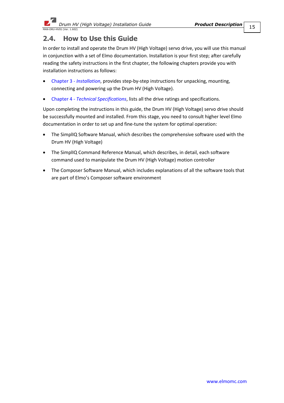 How to use this guide | ElmoMC SimplIQ Digital Servo Drives-Drum HV User Manual | Page 15 / 84