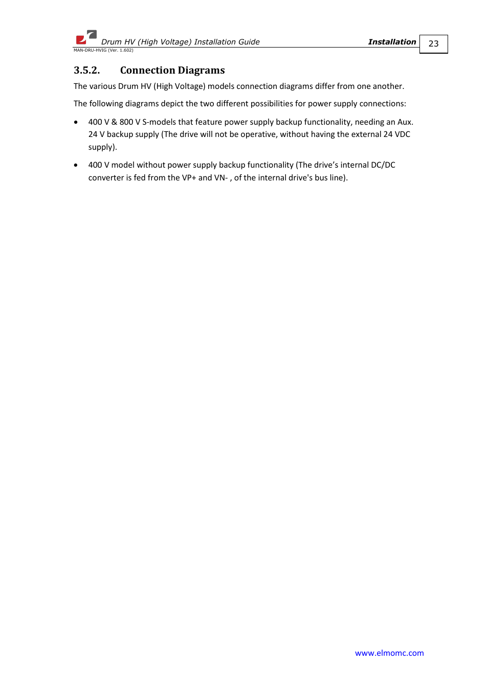 Connection diagrams | ElmoMC SimplIQ Digital Servo Drives-Drum HV User Manual | Page 23 / 84