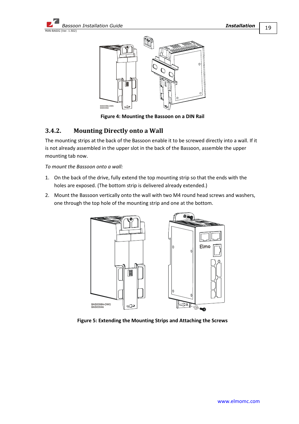 Mounting directly onto a wall | ElmoMC AC Input Digital Servo Drives-Bassoon User Manual | Page 19 / 69