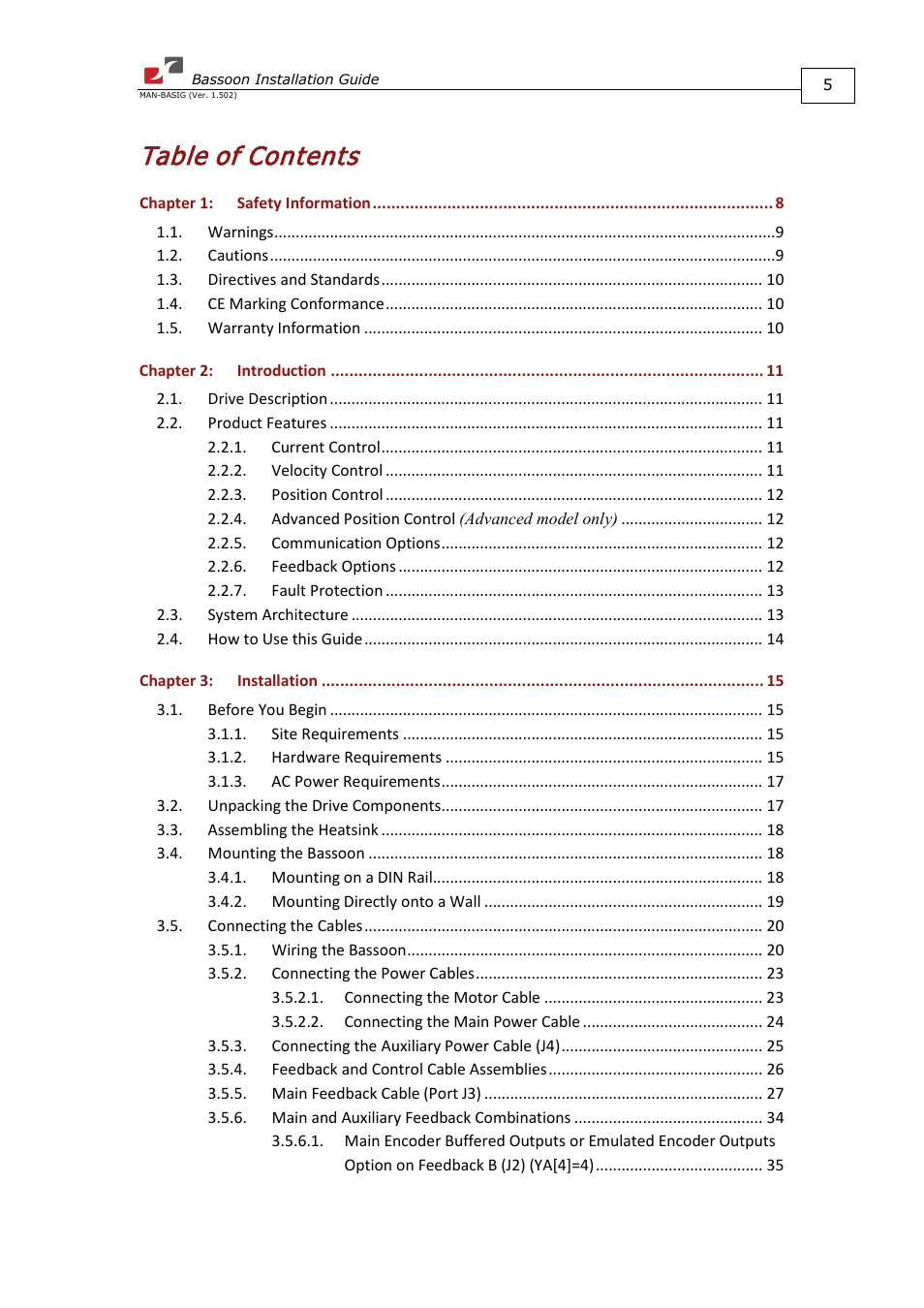 ElmoMC AC Input Digital Servo Drives-Bassoon User Manual | Page 5 / 69