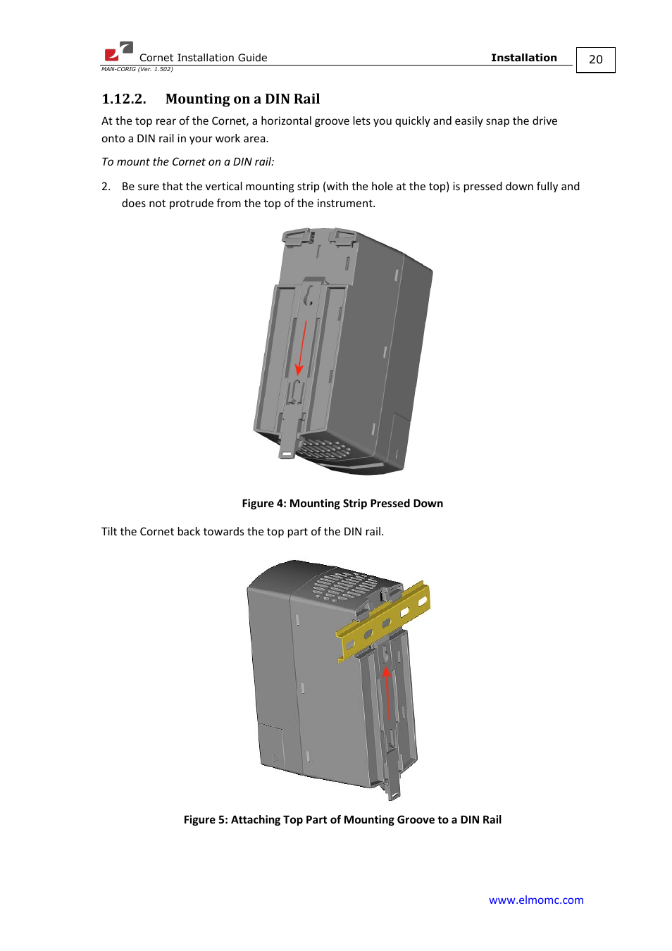 Mounting on a din rail | ElmoMC AC Input Digital Servo Drives-Bassoon Cable Kit User Manual | Page 20 / 72