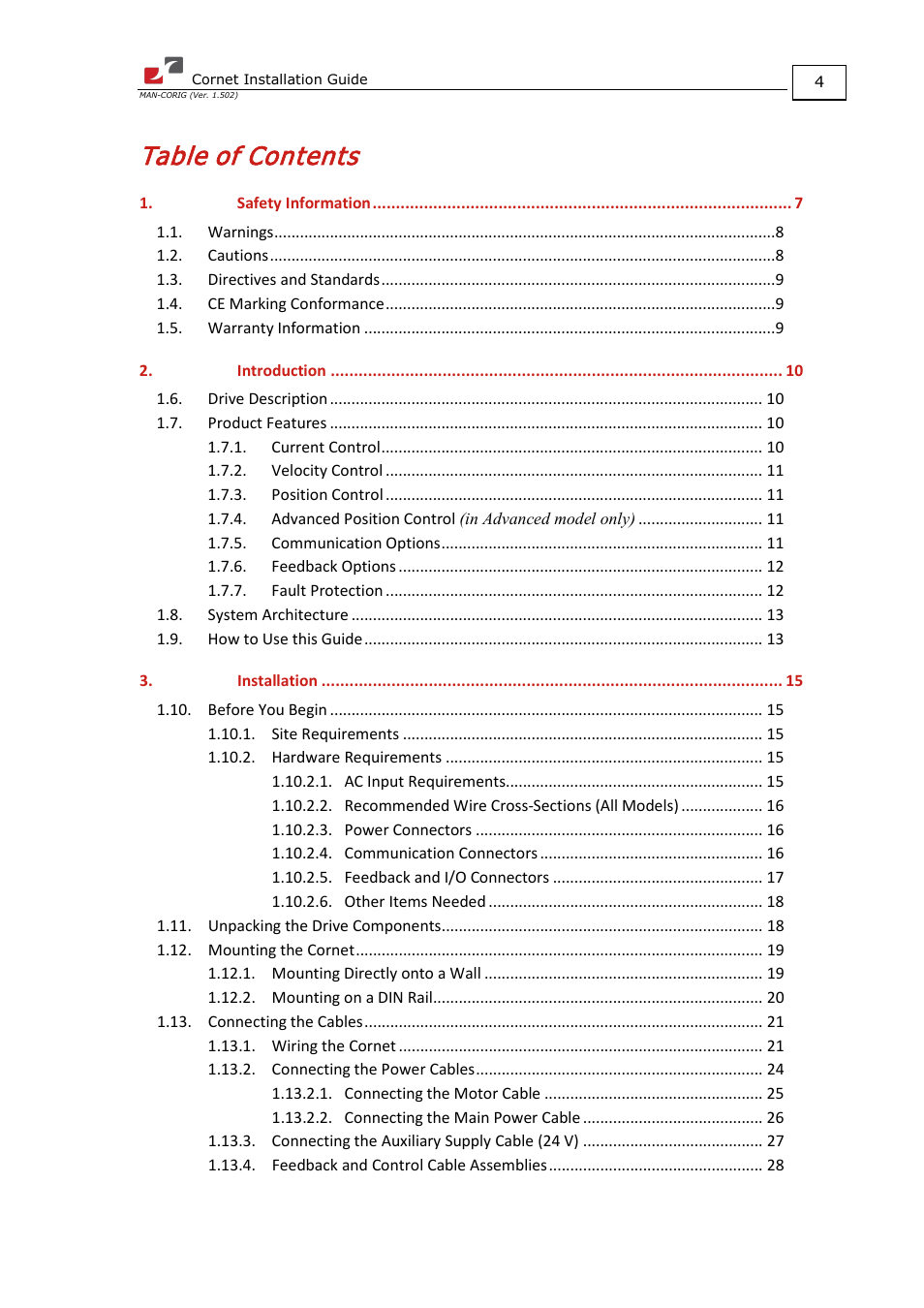 ElmoMC AC Input Digital Servo Drives-Bassoon Cable Kit User Manual | Page 4 / 72