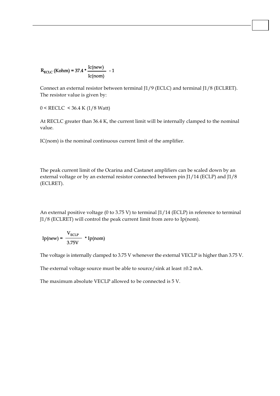 External resistor, 3 external current limit - peak (eclp), 4 external voltage | 2 external resistor | ElmoMC SimplIQ Analog Servo Amplifiers-Ocarina Installation User Manual | Page 24 / 30