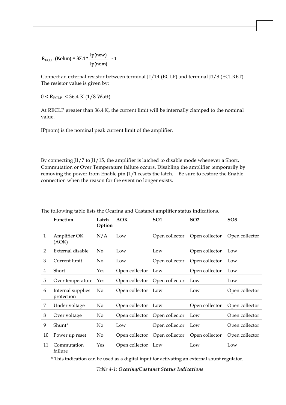 5 external resistor, 6 latch mode (lm), 3 status indications | ElmoMC SimplIQ Analog Servo Amplifiers-Ocarina Installation User Manual | Page 25 / 30