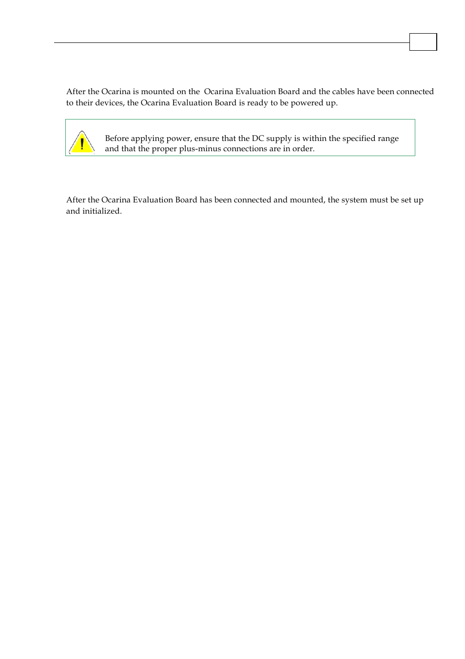 13 powering up, 14 initializing the system | ElmoMC SimplIQ Analog Servo Amplifiers-Ocarina Evaluation Board User Guide User Manual | Page 22 / 31