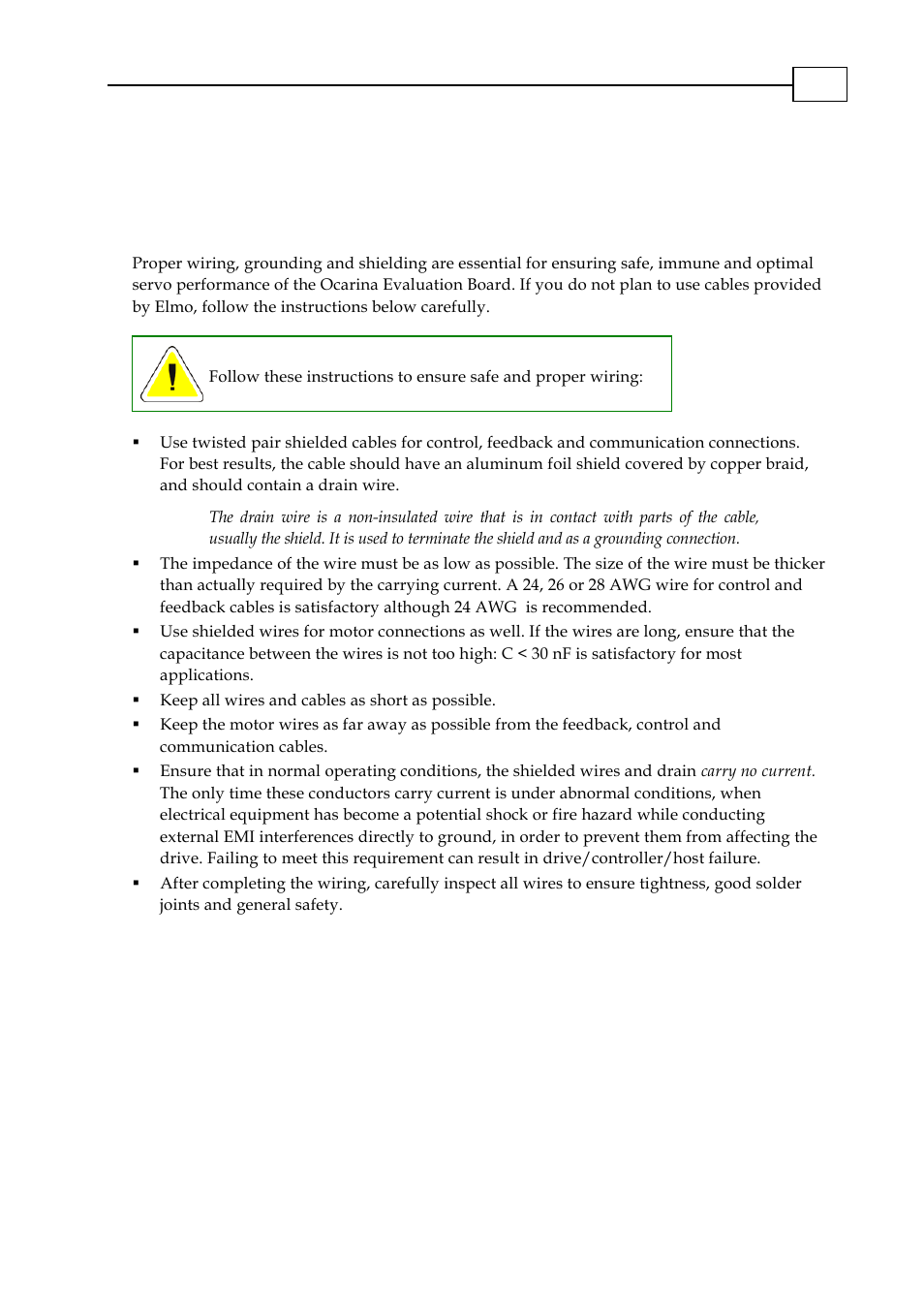 A.8 guidelines for making your own cables | ElmoMC SimplIQ Analog Servo Amplifiers-Ocarina Evaluation Board User Guide User Manual | Page 29 / 31