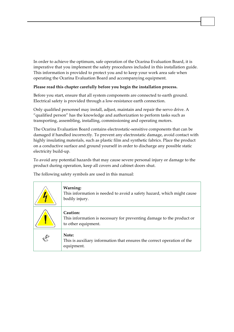 Chapter 1: safety information | ElmoMC SimplIQ Analog Servo Amplifiers-Ocarina Evaluation Board User Guide User Manual | Page 5 / 31