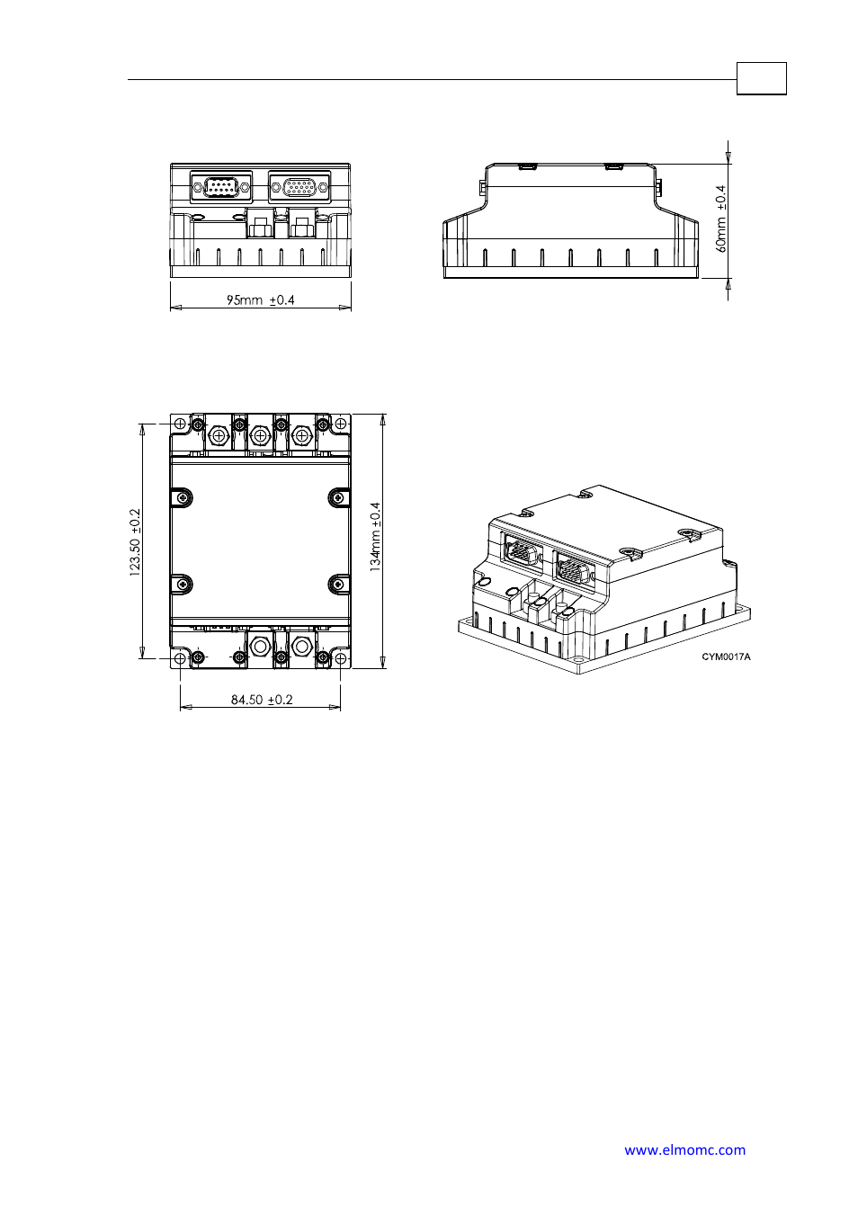 Dimensions | ElmoMC SimplIQ Analog Servo Amplifiers-Cymbal User Manual | Page 38 / 40