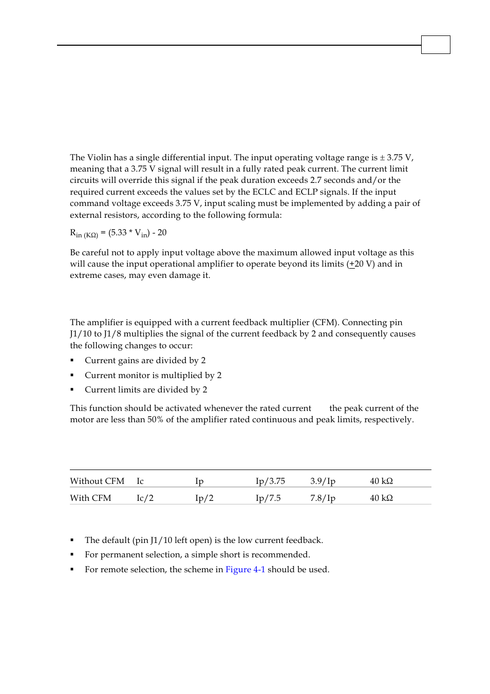 Servo control operation, Current command input, Chapter 4: servo control operation | 1 current command input, 2 cfm | ElmoMC SimplIQ Analog Servo Amplifiers-Violin Installation User Manual | Page 17 / 23