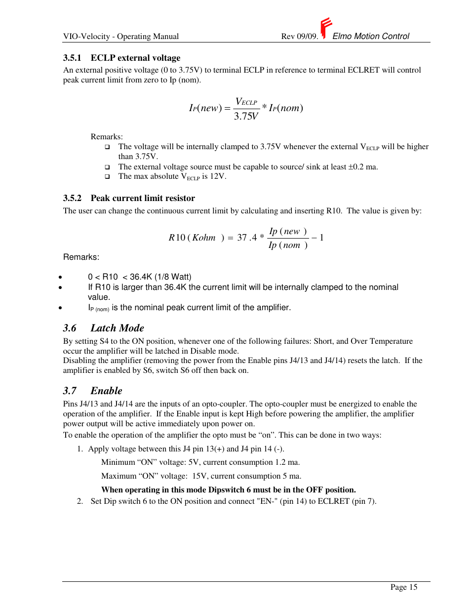 ElmoMC SimplIQ Analog Servo Amplifiers-Violin Operating Manual User Manual | Page 19 / 35