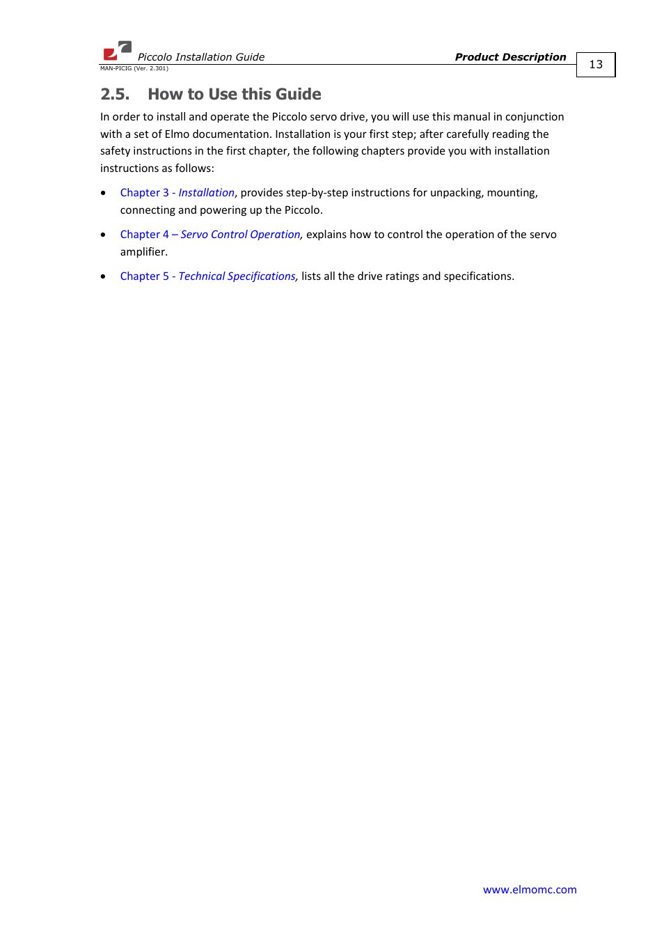 How to use this guide | ElmoMC SimplIQ Analog Servo Amplifiers-Piccolo Installation User Manual | Page 13 / 32