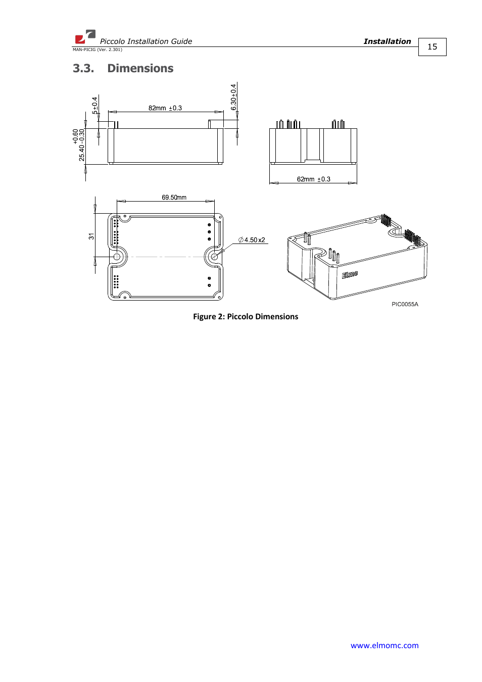 Dimensions | ElmoMC SimplIQ Analog Servo Amplifiers-Piccolo Installation User Manual | Page 15 / 32