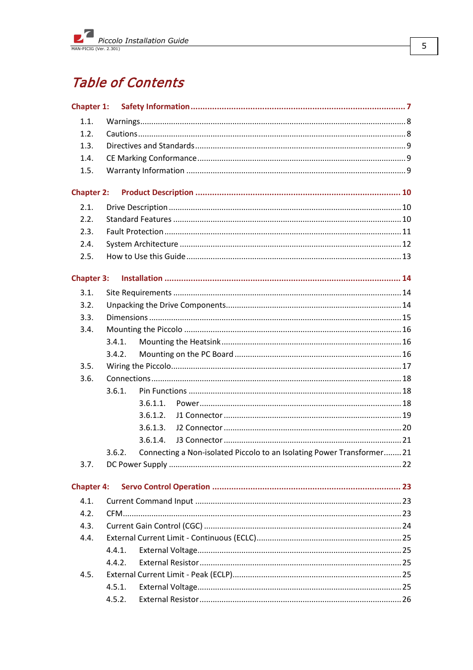 ElmoMC SimplIQ Analog Servo Amplifiers-Piccolo Installation User Manual | Page 5 / 32