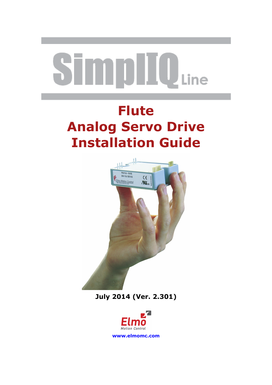 ElmoMC SimplIQ Analog Servo Amplifiers-Flute Installation User Manual | 33 pages