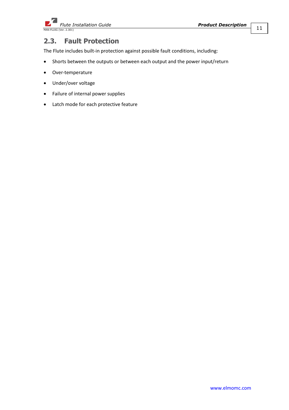 Fault protection | ElmoMC SimplIQ Analog Servo Amplifiers-Flute Installation User Manual | Page 11 / 33