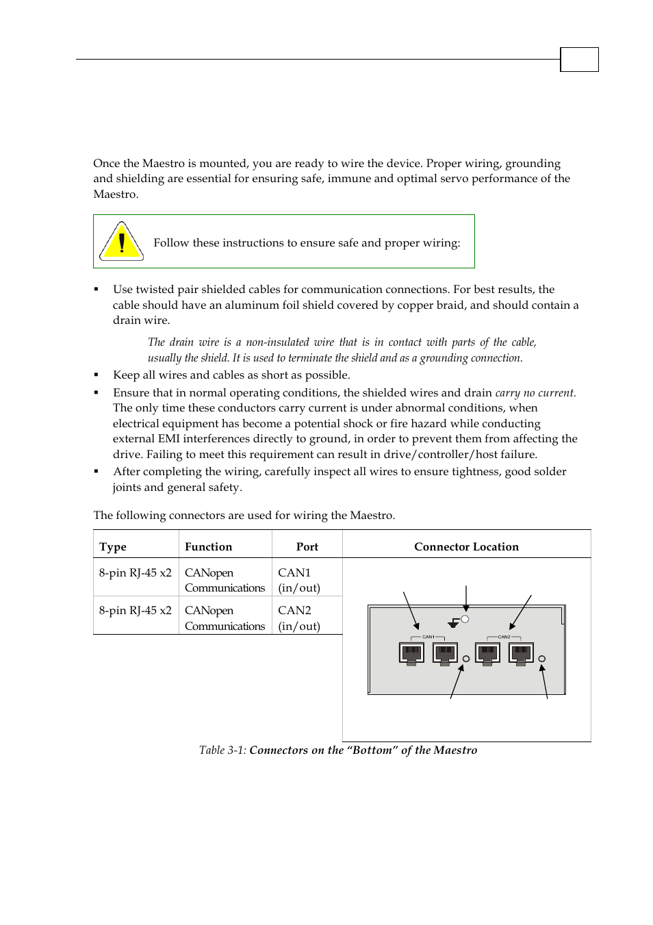 4 connecting the cables, 1 wiring the maestro | ElmoMC Multi-Axis Motion Controller-Maestro Installation Guide User Manual | Page 16 / 46