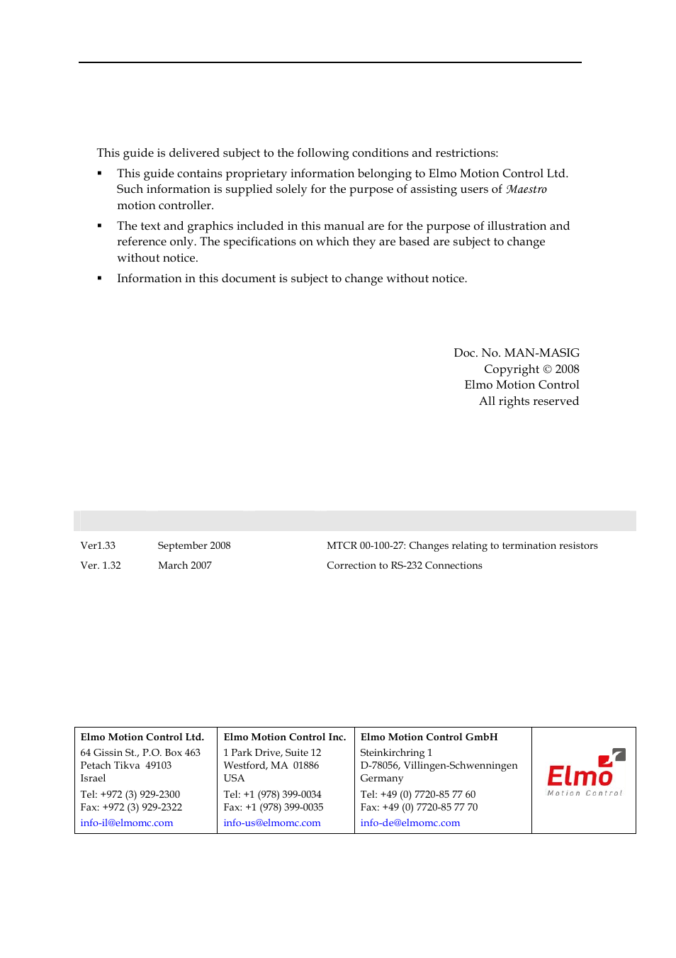 Important notice, Maestro | ElmoMC Multi-Axis Motion Controller-Maestro Installation Guide User Manual | Page 2 / 46