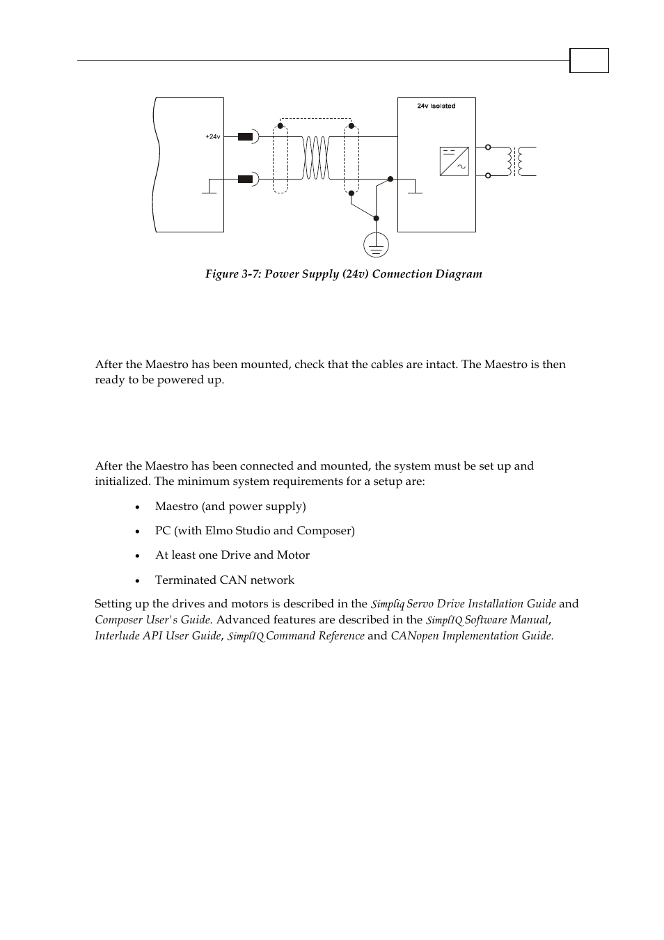 7 powering up, 8 initializing the system | ElmoMC Multi-Axis Motion Controller-Maestro Installation Guide User Manual | Page 25 / 46