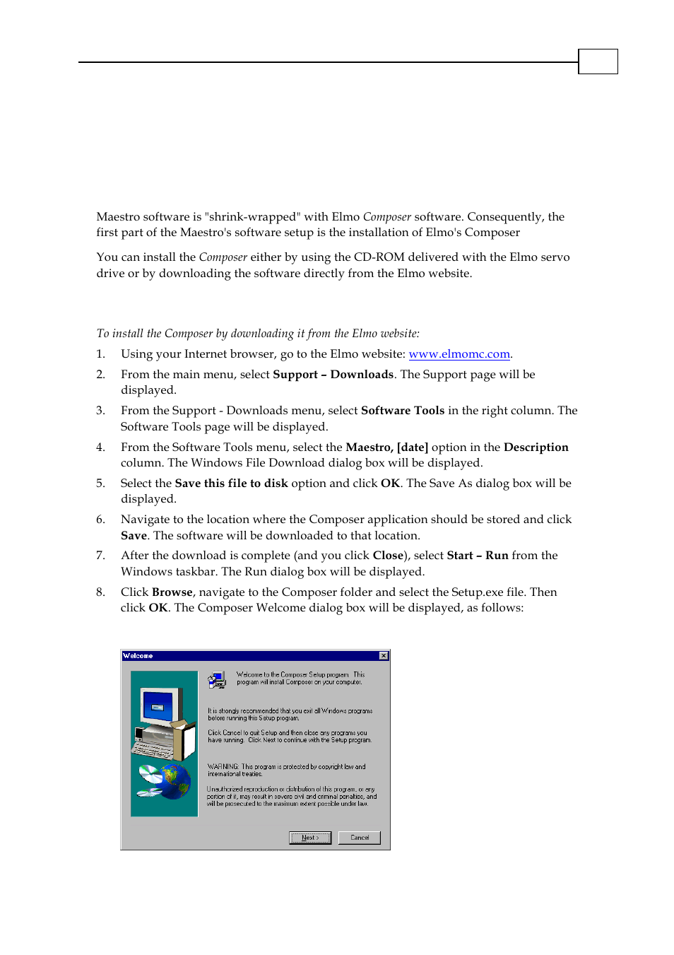 Chapter 4: maestro software setup, 1 maestro software installation, 1 downloading from the web | ElmoMC Multi-Axis Motion Controller-Maestro Installation Guide User Manual | Page 26 / 46