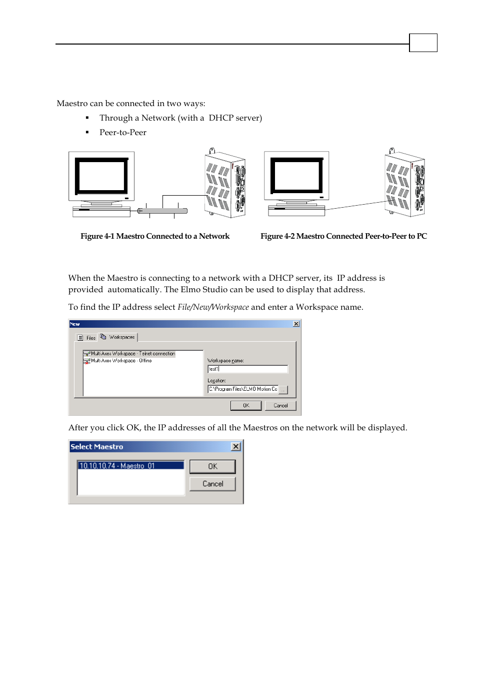 3 configuring the maestro, 1 dhcp connection | ElmoMC Multi-Axis Motion Controller-Maestro Installation Guide User Manual | Page 29 / 46