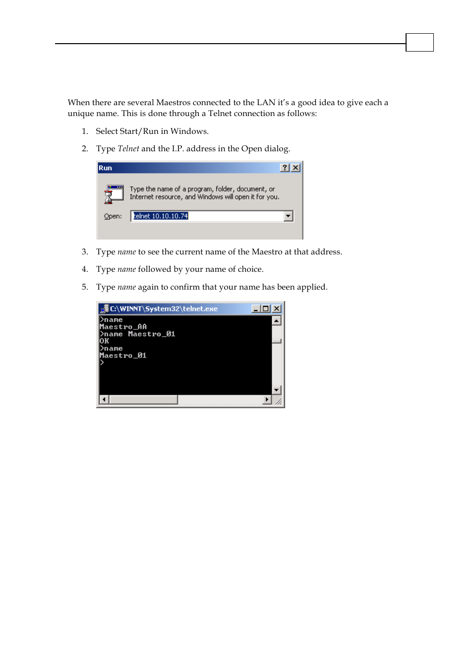 4 telnet terminal communications | ElmoMC Multi-Axis Motion Controller-Maestro Installation Guide User Manual | Page 30 / 46