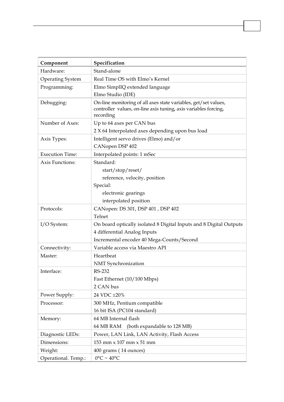 2 specifications | ElmoMC Multi-Axis Motion Controller-Maestro Installation Guide User Manual | Page 8 / 46