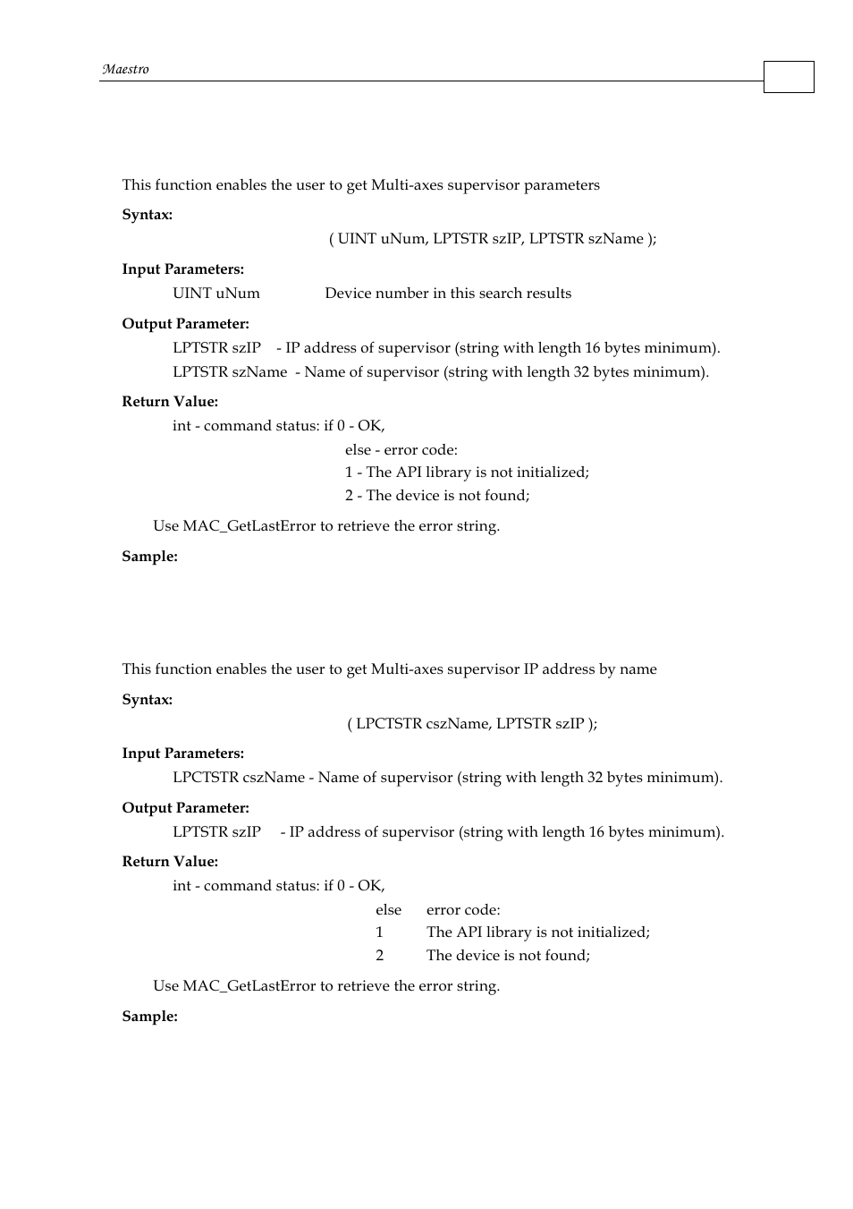 8 mac_getdevice, 9 mac_getipbyname | ElmoMC Multi-Axis Motion Controller-Maestro User Manual | Page 114 / 313