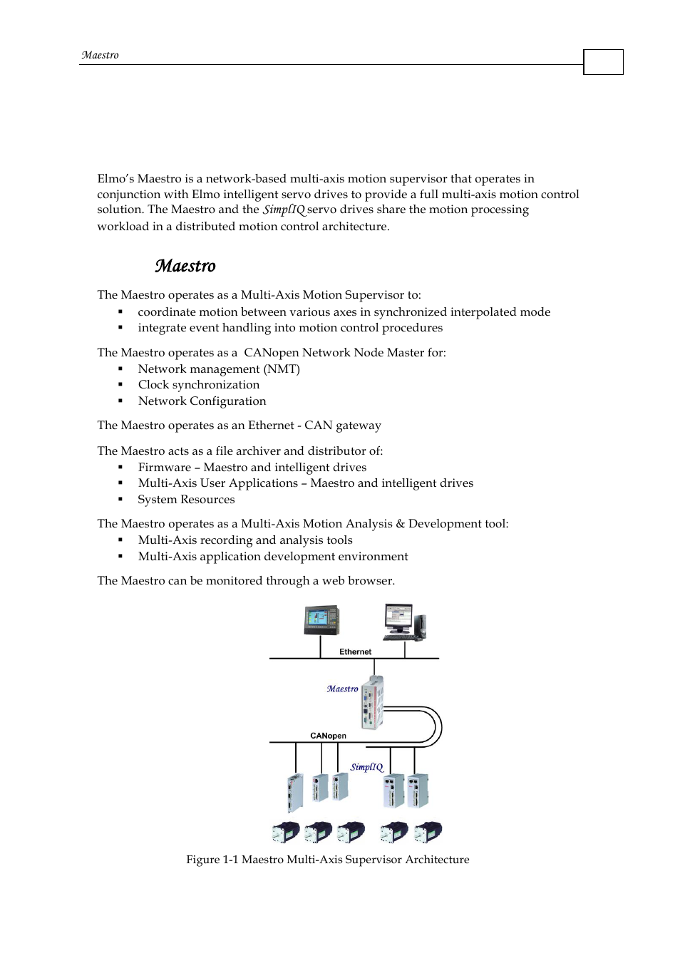 Chapter 1: introduction, 1 maestro highlights, Maestro | Highlights | ElmoMC Multi-Axis Motion Controller-Maestro User Manual | Page 12 / 313