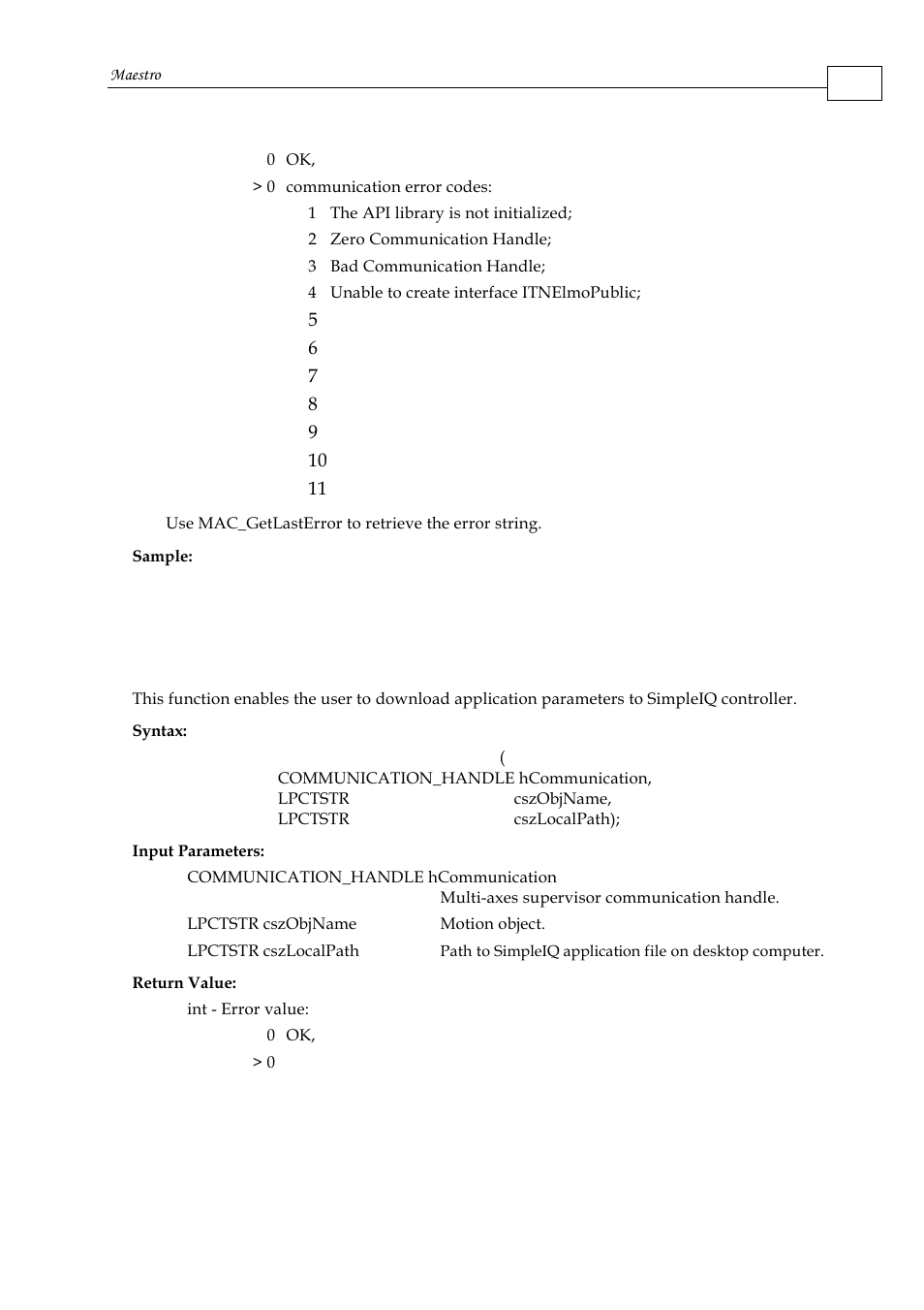 27 mac_downloadsimpleiqparams | ElmoMC Multi-Axis Motion Controller-Maestro User Manual | Page 126 / 313