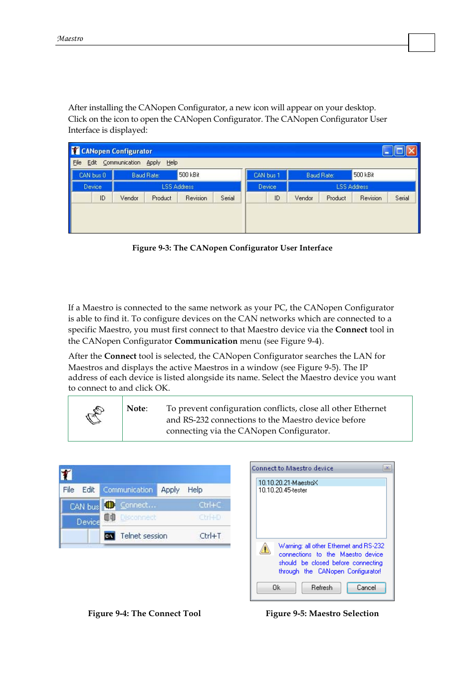 2 canopen configurator gui, 3 connecting to a maestro | ElmoMC Multi-Axis Motion Controller-Maestro User Manual | Page 137 / 313