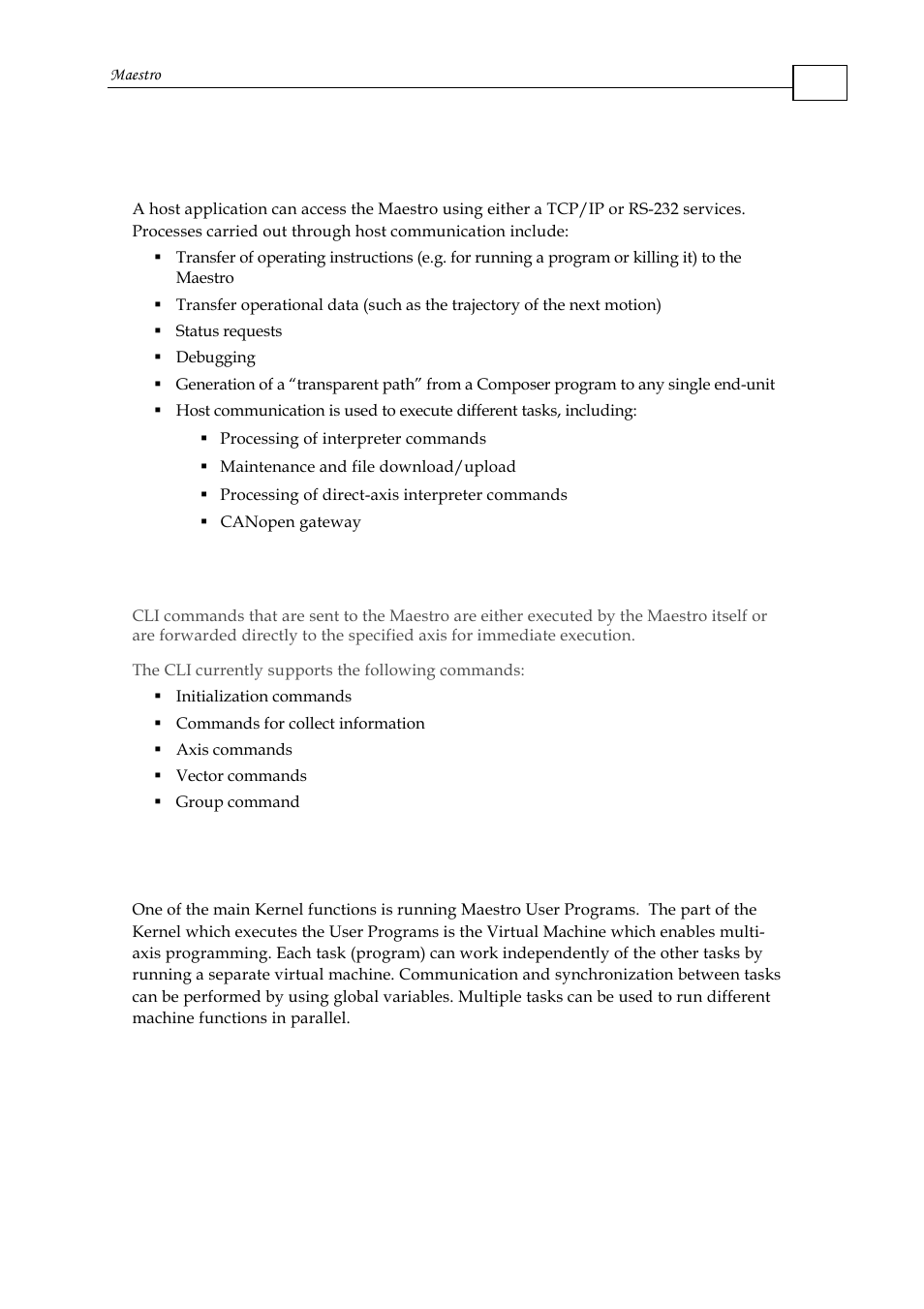 2 host communications services, 3 command line interpreter, 4 the kernel | ElmoMC Multi-Axis Motion Controller-Maestro User Manual | Page 16 / 313
