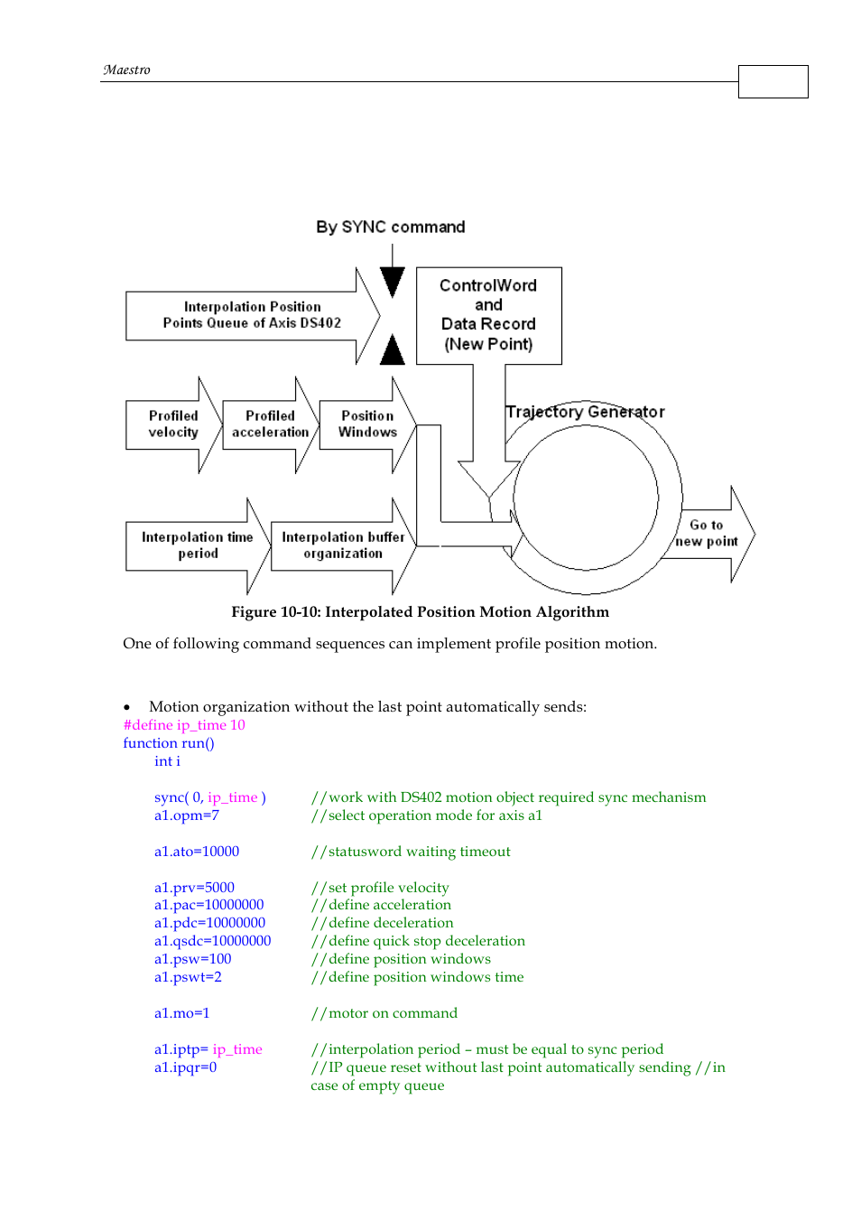 2 using interpolated position commands, 1 implementing interpolated position motion | ElmoMC Multi-Axis Motion Controller-Maestro User Manual | Page 173 / 313