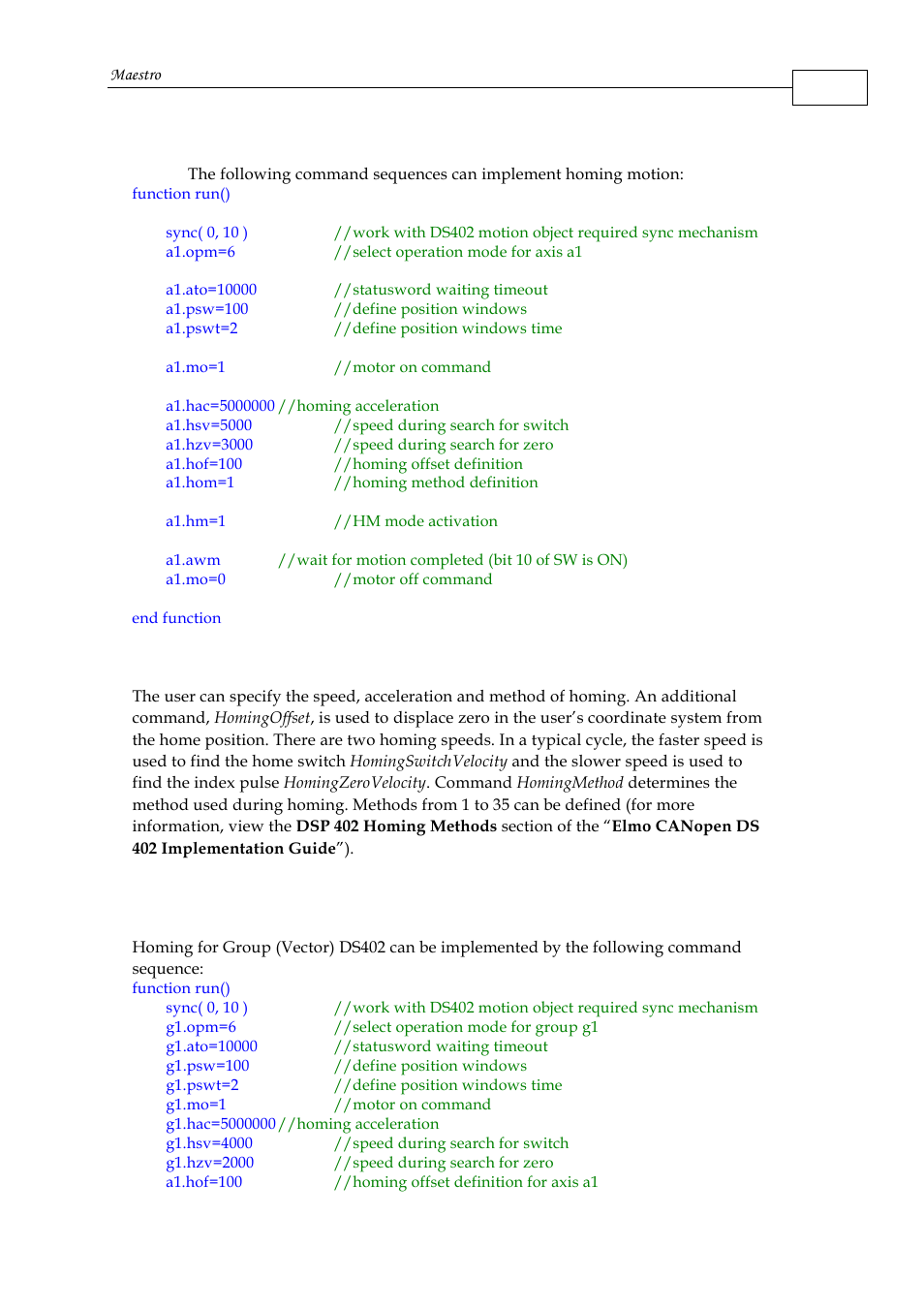 2 description of homing mode commands | ElmoMC Multi-Axis Motion Controller-Maestro User Manual | Page 183 / 313